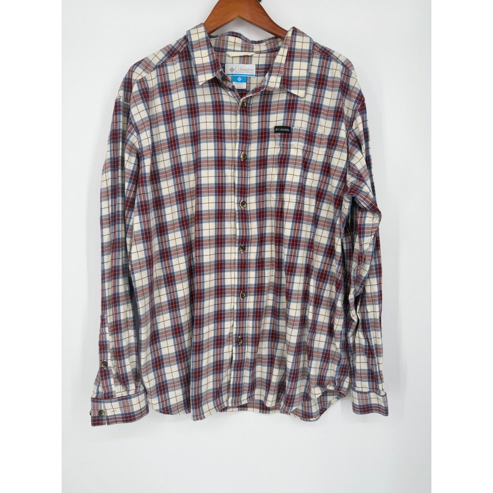 Columbia Men Button Up Shirt XXL Plaid Gorpcore Hiking Outdoorsy
